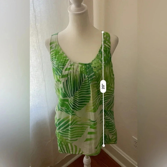 Diane Von Furstenberg Green Palm Leaf Print Tank Top Women Size 4 - Picture 5 of 7